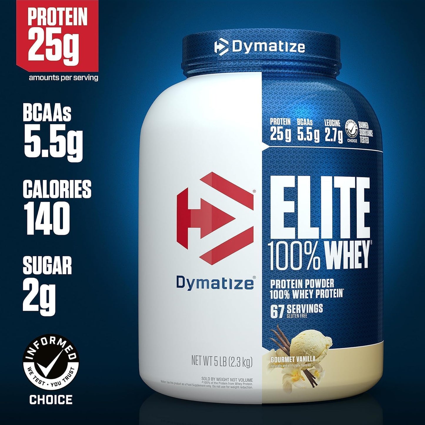 Dymatize Elite 100% Whey Protein Powder, Vanilla