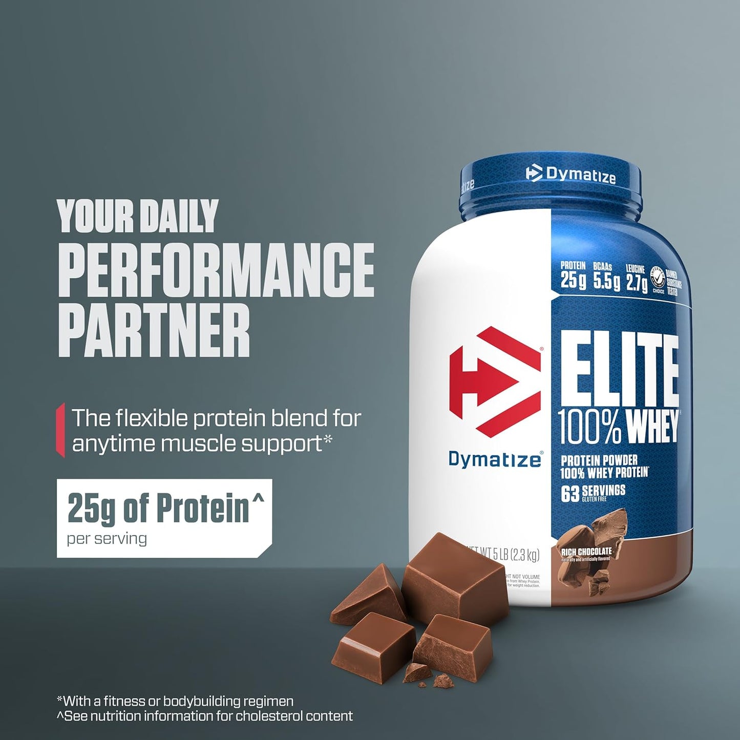 Dymatize Elite 100% Whey Protein Powder,Rich Chocolate
